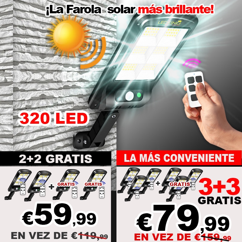 LÁMPARA SOLAR DE 320 LED_PROMOCION - 4 6 pz